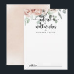 Carte Conseil Vœux de mariage classiques pour une rose poussiére<br><div class="desc">Cette carte de vœux de mariage classique à la rose poussiéreuse rose est parfaite pour un mariage rustique. Le design présente des roses élégantes à l'aquarelle rose poussiéreuse et du feuillage vert, assemblés avec élégance en de beaux bouquets. Ces cartes sont parfaites pour un mariage, une douche de mariée, une...</div>