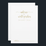 Carte Conseil Vœux de mariage de calligraphie minimaliste en or<br><div class="desc">Cette carte de vœux de mariage de calligraphie minimaliste en or est parfaite pour un mariage rustique. Le design simple et élégant présente une typographie de script classique et chic en or. Ces cartes sont parfaites pour un mariage, une fête de baby shower, une fête de remise de diplôme et...</div>