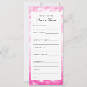 Carte Conseil Vœux de mariage lumières rose paillettes