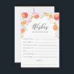 Carte Conseil Vœux de pêches et de fleurs pour les mariés<br><div class="desc">Carte de vœux de pêches et de fleurs à l'aquarelle pour les mariés. Carte de vœux féminine présentant un script fantaisiste et des illustrations à l'aquarelle de pêches,  de pivoines,  d'eucalyptus avec d'autres feuillages et accents floraux. Partagez vos espoirs et vos vœux pour les jeunes mariés.</div>
