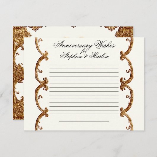 Carte Conseil Vœux de Tourbillon Français Doré Notes 50e Anniver (Devant / Derrière)