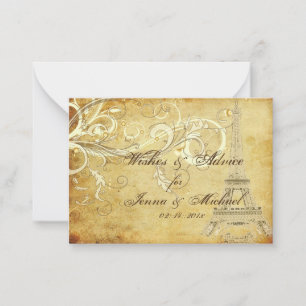 CARTE CONSEIL VOEUX ET CONSEILS TOUR EIFFEL VINTAGE/EIFFEL SWIRL