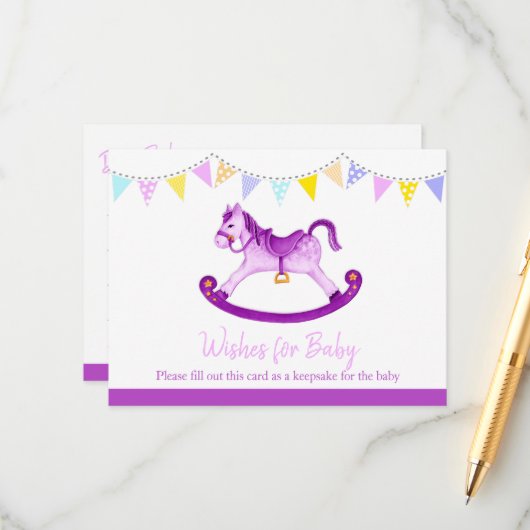 Carte Conseil Voeux pour baby shower bébé violet (Devant/Arrière en situation)