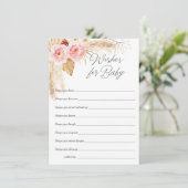 Carte Conseil Voeux pour bébé fille, Boho rose rose floral pampa (Debout devant)