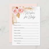 Carte Conseil Voeux pour bébé fille, Boho rose rose floral pampa (Devant / Derrière)