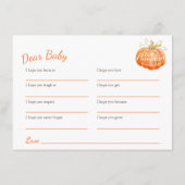 Carte Conseil Voeux pour petit baby shower citrouille bébé (Dos)
