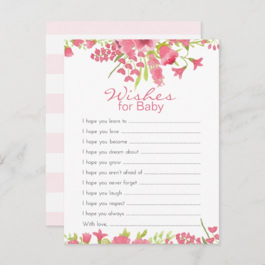 Carte Conseil Voeux Rose Floral Pour Bébé (Devant / Derrière)