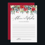 Carte Conseil Watercolor Winter Blooms Garland Mariage<br><div class="desc">Laissez vos conseils et vos souhaits aux jeunes mariés avec cette carte de conseil et de souhaits mariages personnalisable. Il dispose d'une guirlande florale aquarelle de fleurs de poinsettia rouges, roses rouges et crème, pinecones, hivernages et verdure. Personnalisez en ajoutant vos détails. Cette carte de conseil aux fleurs mariage est...</div>