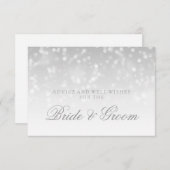 Carte Conseil Wedding Advice Card Silver Bokeh Sparkle Lights (Devant / Derrière)