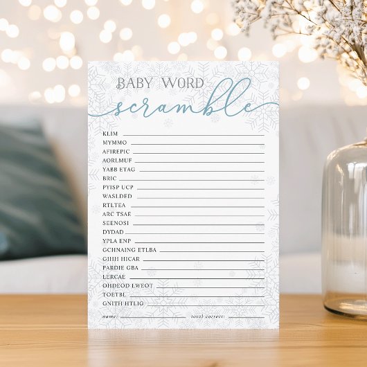 Carte Conseil Winter Baby Shower Word Scramble Game Card