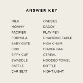 Carte Conseil Winter Baby Shower Word Scramble Game Card