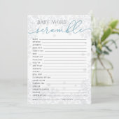 Carte Conseil Winter Baby Shower Word Scramble Game Card (Debout devant)