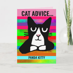 CARTE CONSEILS CAT FUNNY PANDA KITTY ANNIVERSAIRE SALUT