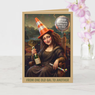 Carte Conseils drôles de Mona Lisa ivre pour l'anniversa
