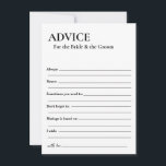 Carte Conseils minimalistes pour le jeu des mariés<br><div class="desc">conseils pour les mariés. dans un script élégant et moderne. Les articles de notre boutique sont liés.</div>