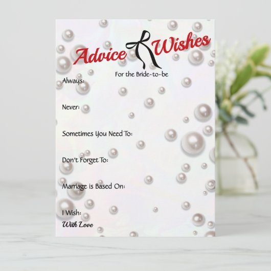 Carte Conseils & Wis Bridal douche Arc perle (Debout devant)