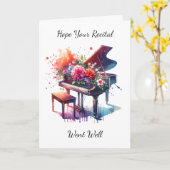 Carte Considérant Piano | Désolé de ne pas pouvoir être (Fleur jaune)