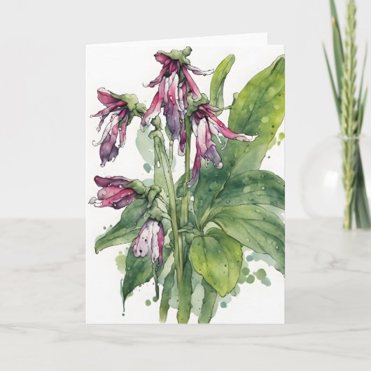 Carte Consoude - Fleurs à l'aquarelle (Devant)