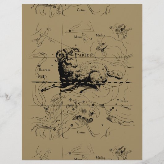 Carte Constellation Aries Hevelius 1690 (Devant)