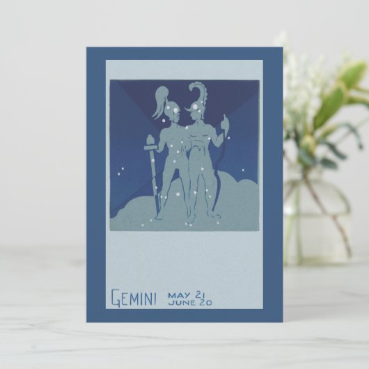 Carte Constellation jumeaux Gemini Astrologie Zodiaque V (Debout devant)