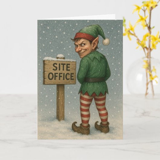 Carte Construction Christmas card - naughty elf! (Fleur jaune)