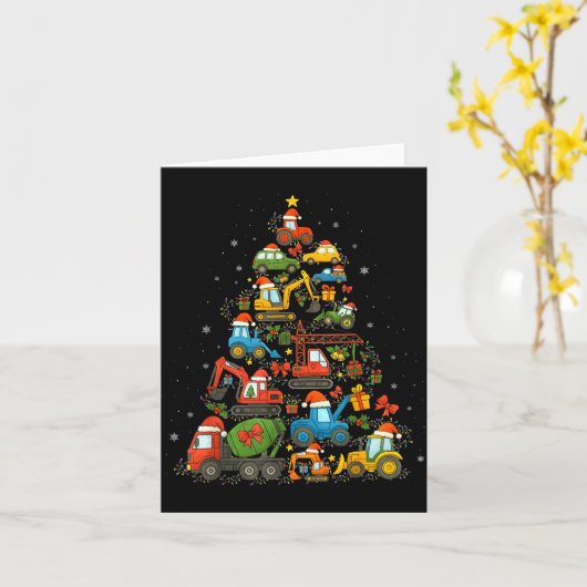 Carte Construction Truck Christmas Tree Funny Xmas Holid (Fleur jaune)