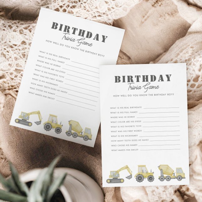 Carte Construction Véhicules Camion Garçons Anniversaire (Créateur téléchargé)