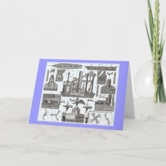 Carte Construction vintage de bateaux à vapeur 1850 (Devant)