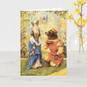 Carte Conte de fée vintage, beauté et bête (Fleur jaune)