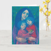 Carte Conte de fées de nuit, mère & enfants art journée  (Fleur jaune)