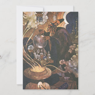 Carte Conte de fées vintage, Aladdin et Lampe magique