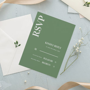 Carte Contemporain minimaliste Sage Vert Mariage RSVP