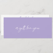 Carte Contemporary Periwinkle Modern Cadeau Certificat (Devant / Derrière)