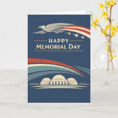 Carte Contemporary Red White Blue Eagle Memorial Day  (Fleur jaune)