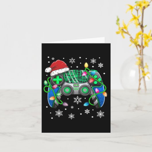 Carte Contrôleur de jeu vidéo Noël Santa Hat Gamer Bo (Fleur jaune)