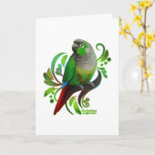 Carte Conure verte à mâcher (Fleur jaune)