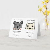 Carte Conversation drôle de chat et de chien, Comédie (Fleur jaune)