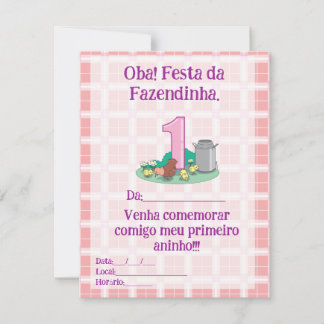 Carte Convite de aniversario fazendinha