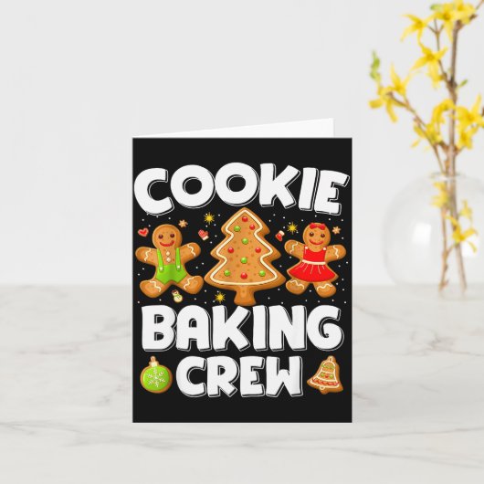 Carte Cookie Baking Crew Christmas Gingerbread Team Squa (Fleur jaune)