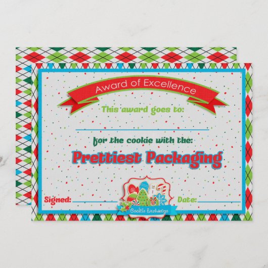 Carte Cookie Exchange Prettiest Packaging Award (Devant / Derrière)
