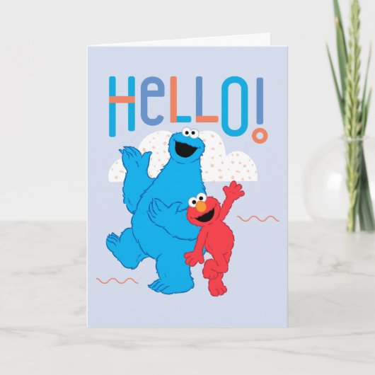 Carte Cookie Monster et Elmo Bonjour! (Devant)