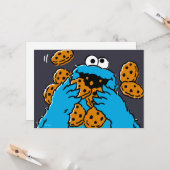 Carte Cookie Monster mangeant tous les cookies (Devant/Arrière en situation)