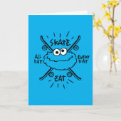 Carte Cookie Monster Skate Logo - Skate, Eat, 24/7 (Fleur jaune)