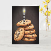 Carte Cookies à chips au chocolat Bougie d'anniversaire (Fleur jaune)