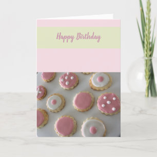 Carte Cookies d'anniversaire blancs et roses