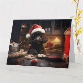 Carte Cookies de Noël de caniche Festive (Fleur jaune)
