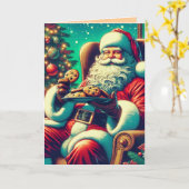 Carte Cookies père Noël Chocolate Chip | Noël Vintage (Fleur jaune)