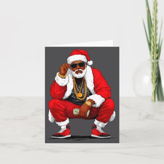 Carte Cool Black Man Santa Claus Christmas African Ameri (Devant)