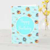 Carte Cool Blue pool party Été (Fleur jaune)