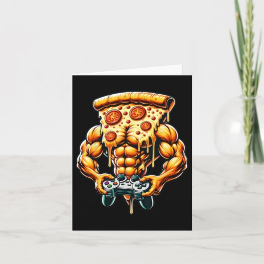 Carte Cool Bodybuilding Gamer Pizza Présente (Devant)